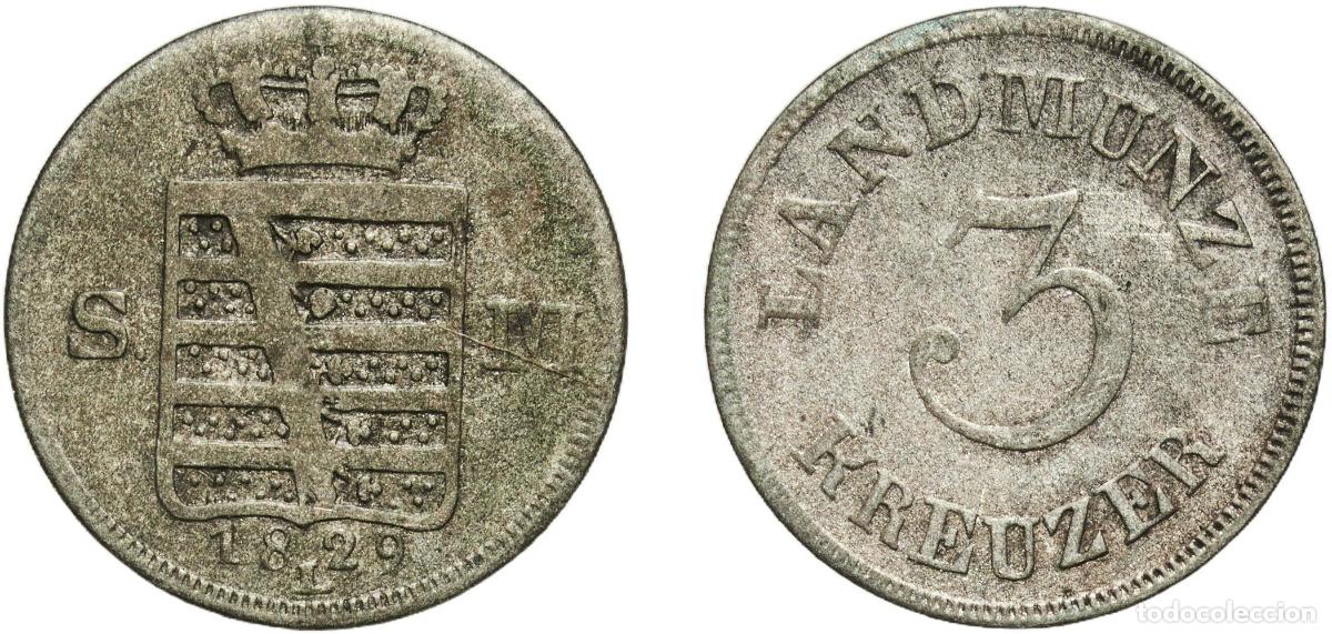 Monedas antiguas de Europa: 3 Kreuzers - Bernard II 1829 L