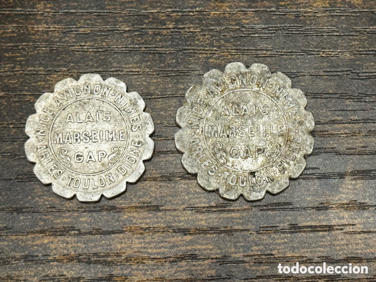Monedas antiguas de Europa: 2 Monedas de Necesidad Francia. Aluminio