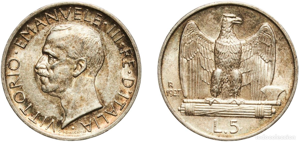 Monedas antiguas de Europa: 5 Lire - Vittorio Emanuele III 1927 R