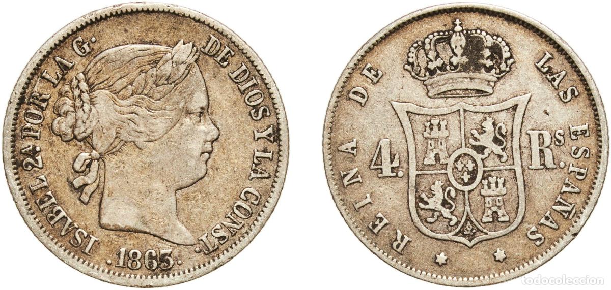 Monedas antiguas de Europa: 4 Reales - Isabel II 1863