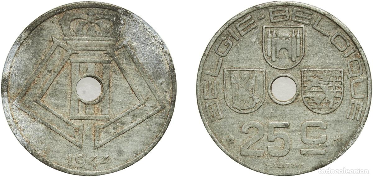 Monedas antiguas de Europa: 25 Centimes - L&eacute;opold III (BELGIE-BELGIQUE) 1944