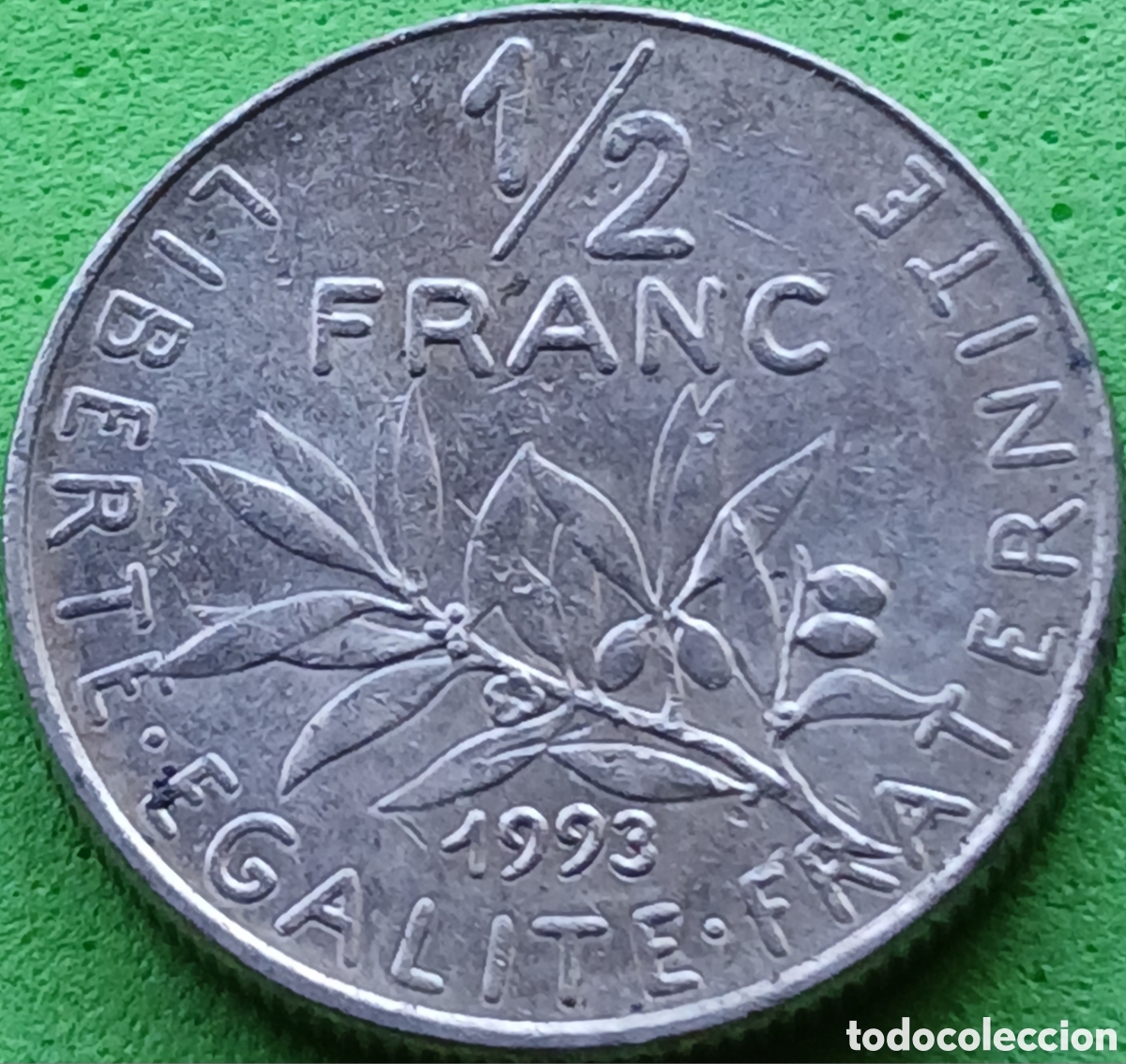 Monedas antiguas de Europa: Francia &frac12; franco 1993 km#931.1 alineaci&oacute;n moneda (180&deg;)
