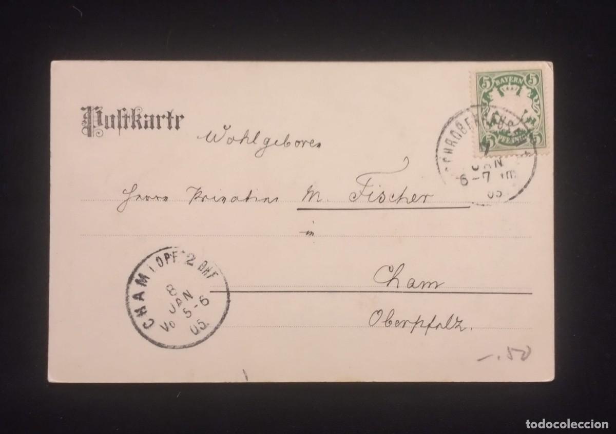 Monedas antiguas de Europa: TS) 1905 GERMANY, POSTCARD,WITH THE OFFICIAL COAT OF ARMS OF BAVARIA FEATURING TWO LIONS HOLDING THE
