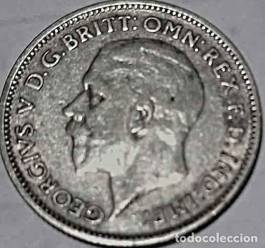 Monedas antiguas de Europa: Reino Unido, 6 Peniques 1936 &rdquo;Jorge V - 1910/1936'' PLATA, KM#832. Usada, fotos.