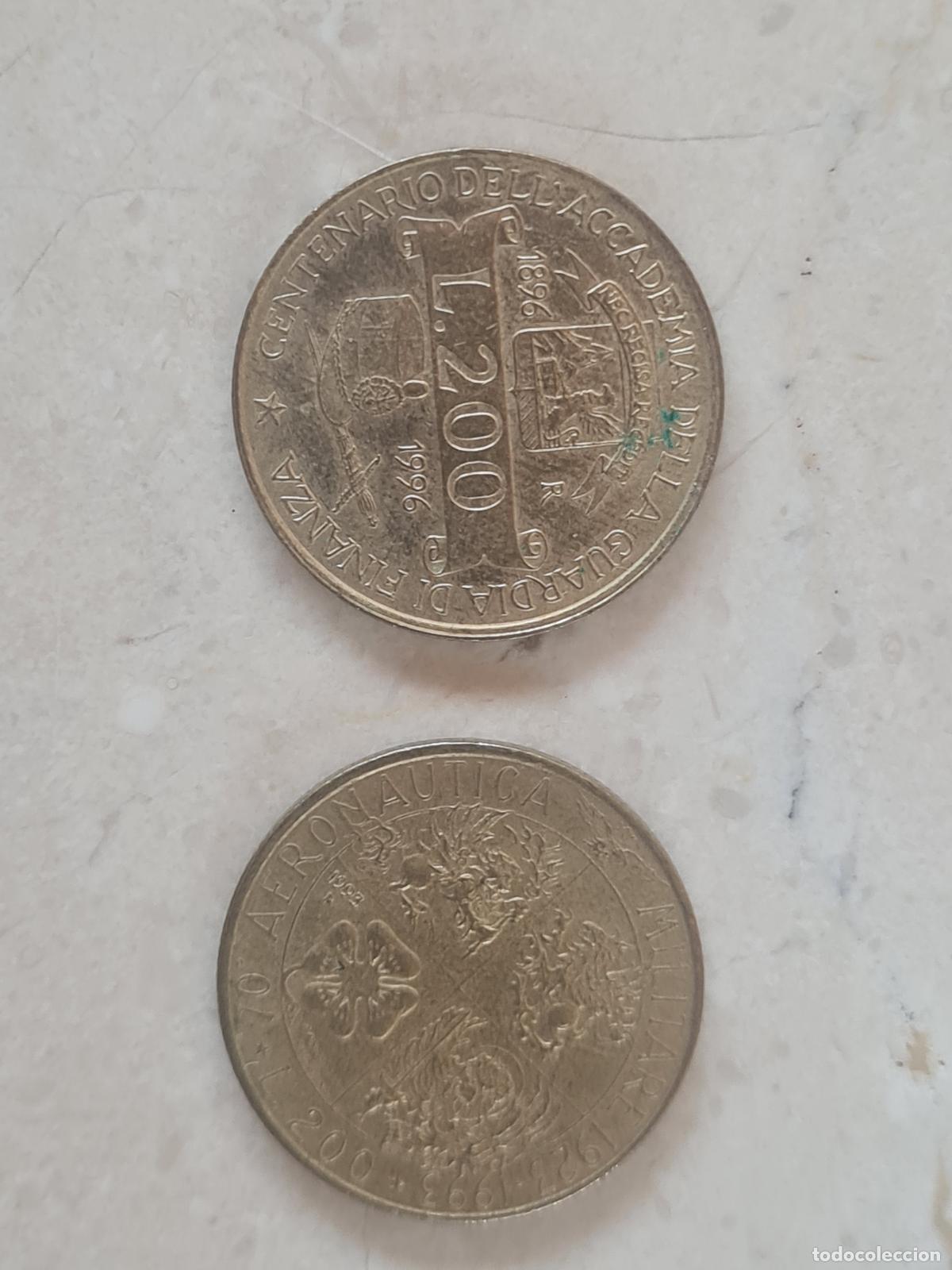 Monedas antiguas de Europa: Dos monedas de 200 liras 1996 1993