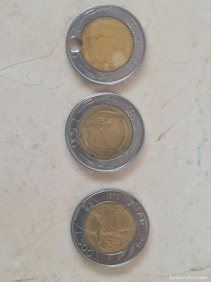 Monedas antiguas de Europa: Tres monedas de 500 liras Italia