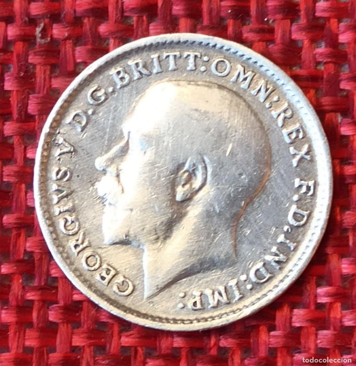 Monedas antiguas de Europa: Reino Unido United Kingdom - Rey Jorge V Georgius V - 3 Peniques A&ntilde;o 1919 - Plata 0,500 AG