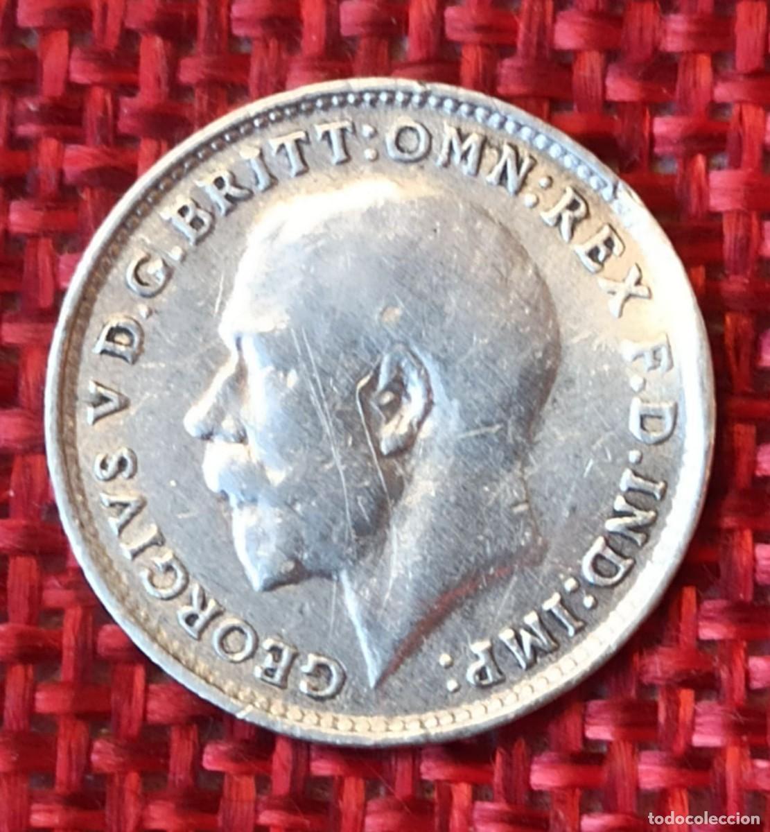 Monedas antiguas de Europa: Reino Unido United Kingdom - Rey Jorge V Georgius V - 3 Peniques A&ntilde;o 1917 - Plata 0,500 AG