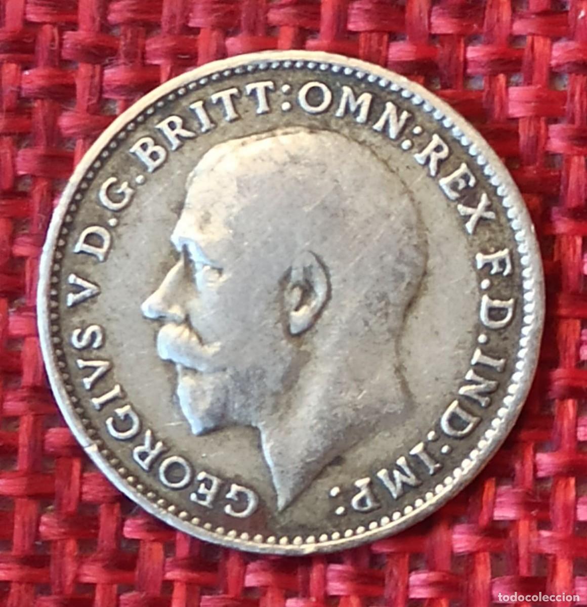Monedas antiguas de Europa: Reino Unido United Kingdom - Rey Jorge V Georgius V - 3 Peniques A&ntilde;o 1921 - Plata 0,500 AG