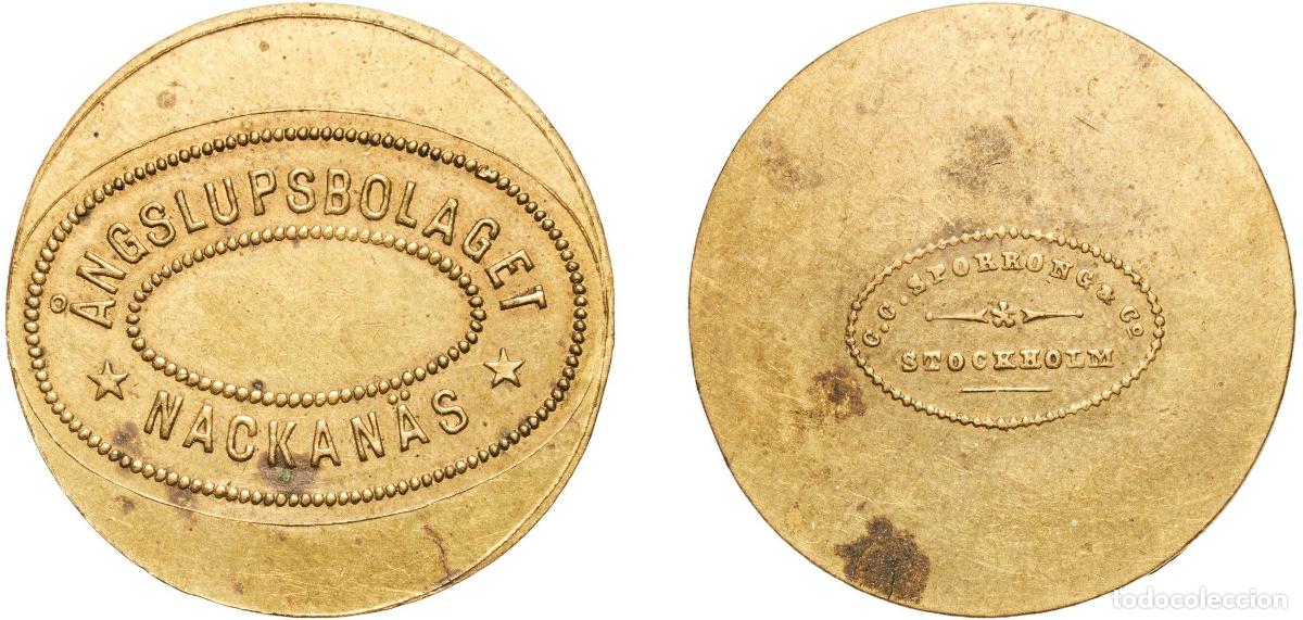 Monedas antiguas de Europa: Token - C.C. SPORRONG & CO. STOCKHOLM, &Aring;NGSLUPSBOLAGET NACKAN&Auml;S ND