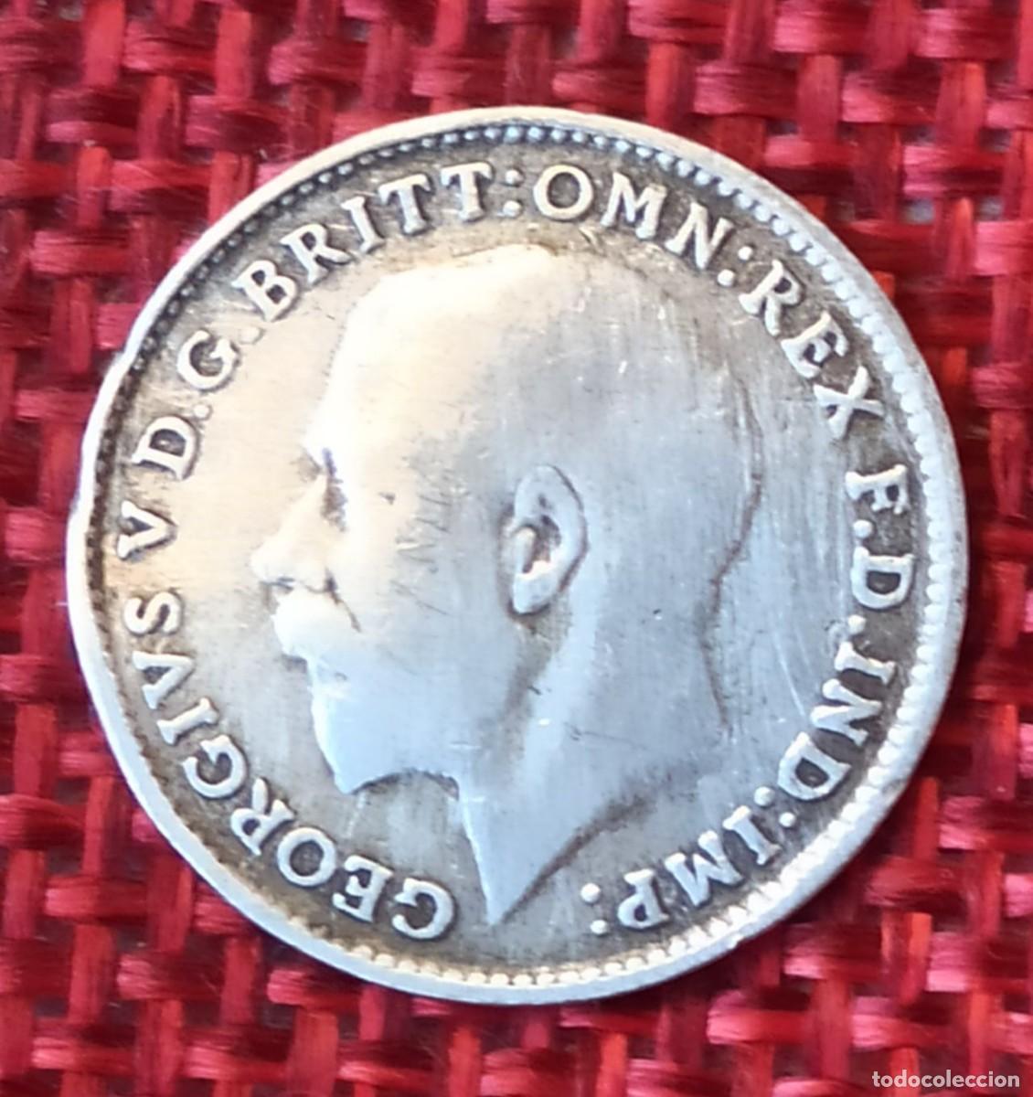 Monedas antiguas de Europa: Reino Unido United Kingdom - Rey Jorge V Georgius V - 3 Peniques A&ntilde;o 1916 - Plata 0,500 AG