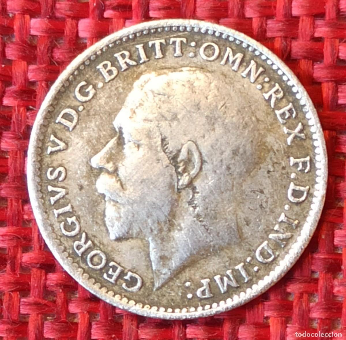 Monedas antiguas de Europa: Reino Unido United Kingdom - Rey Jorge V Georgius V Thee Pence 3 Peniques A&ntilde;o 1920 - Plata 0,500 AG