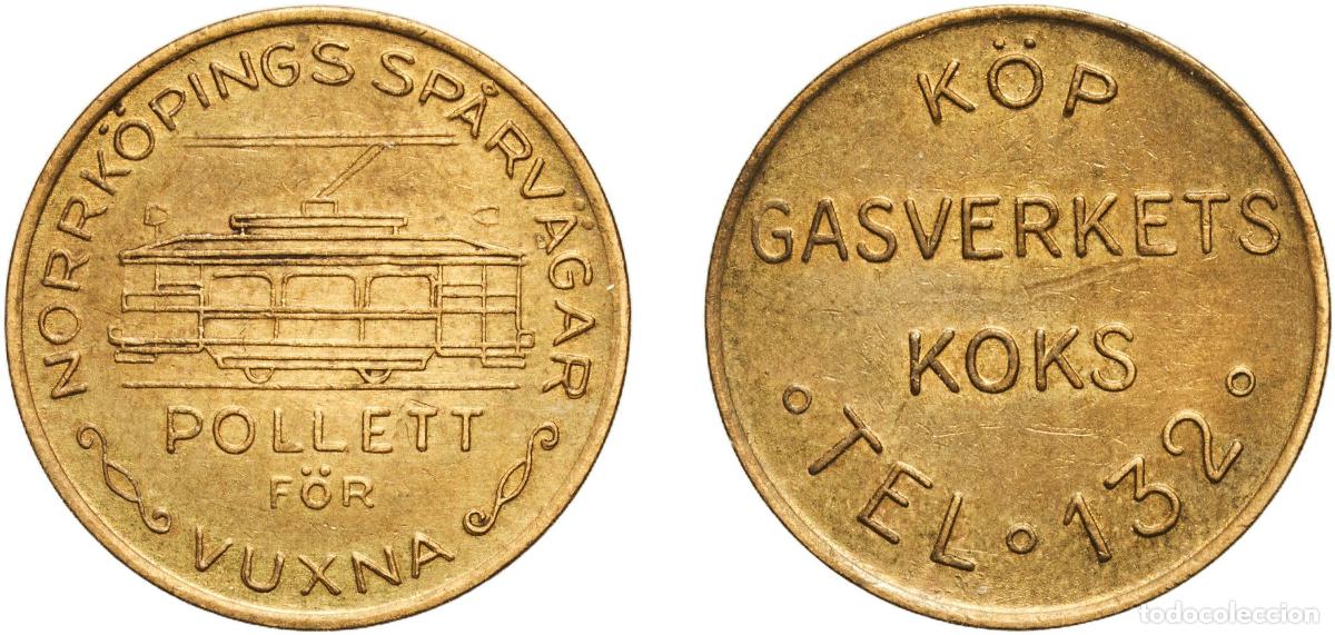 Monedas antiguas de Europa: Tram Token - Norrk&ouml;pings Sp&aring;rv&auml;gar (POLETT; Norrkoping) ND