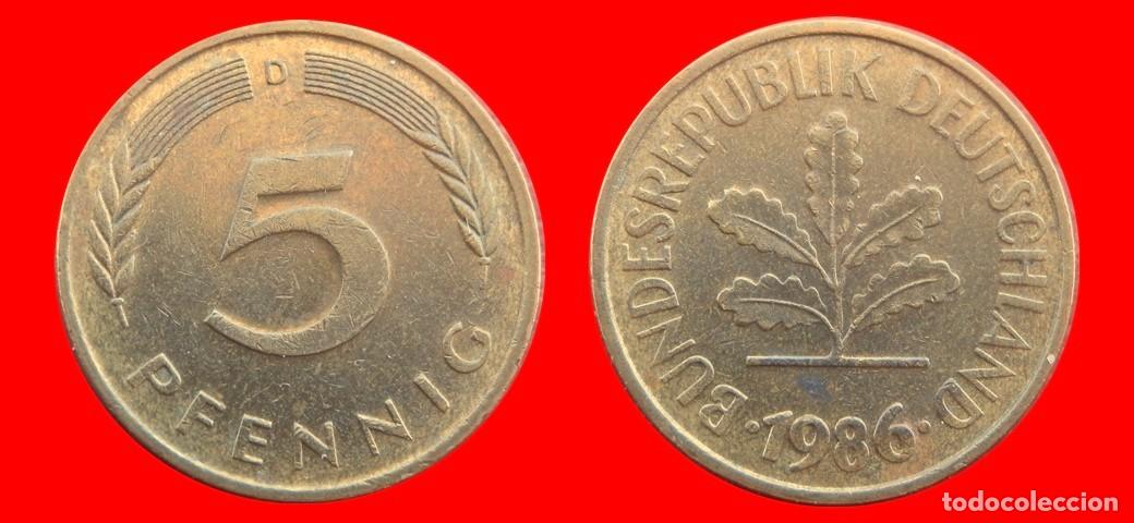 Monedas antiguas de Europa: 5 PFENNIG 1986-D BRD ALEMANIA-154548