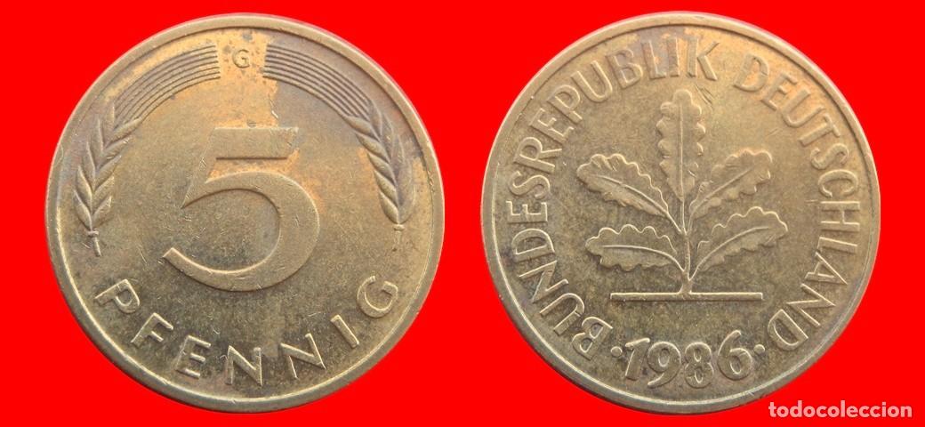 Monedas antiguas de Europa: 5 PFENNIG 1986-G BRD ALEMANIA-154550