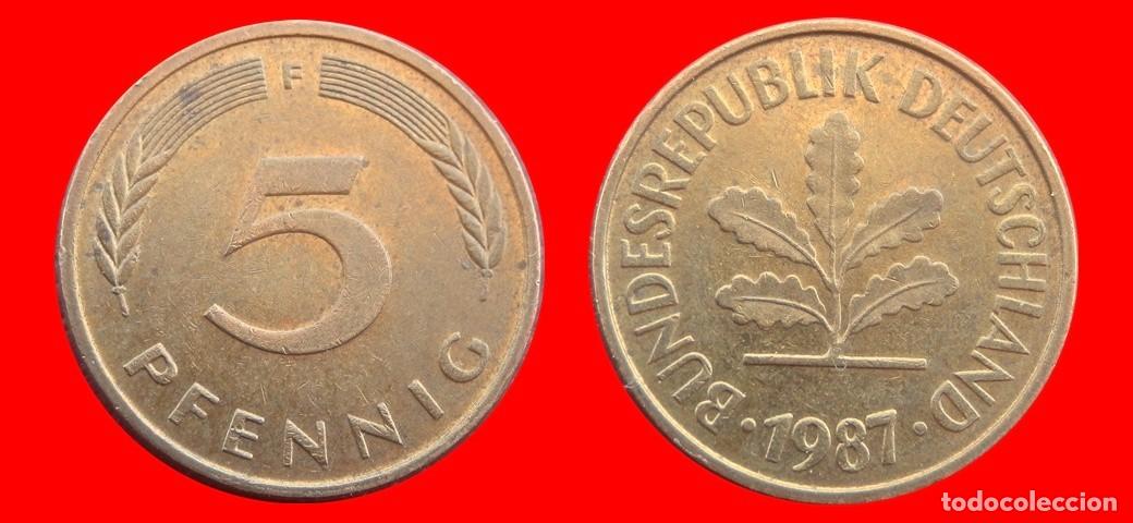 Monedas antiguas de Europa: 5 PFENNIG 1987-F BRD ALEMANIA-154553