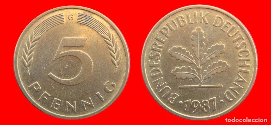 Monedas antiguas de Europa: 5 PFENNIG 1987-G BRD ALEMANIA-154554