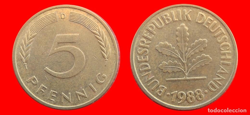 Monedas antiguas de Europa: 5 PFENNIG 1988-D BRD ALEMANIA-154556