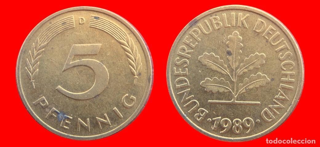Monedas antiguas de Europa: 5 PFENNIG 1989-D BRD ALEMANIA-154560
