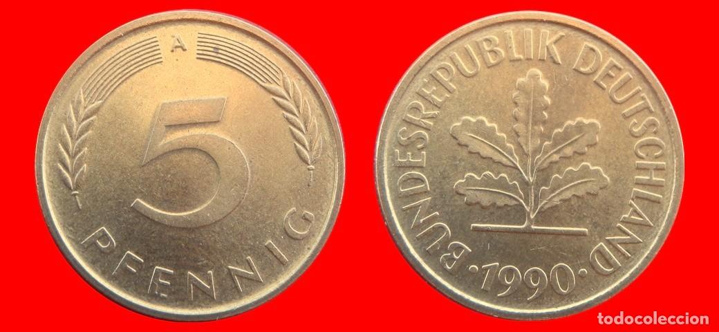 Monedas antiguas de Europa: 5 PFENNIG 1990-A BRD ALEMANIA-154564
