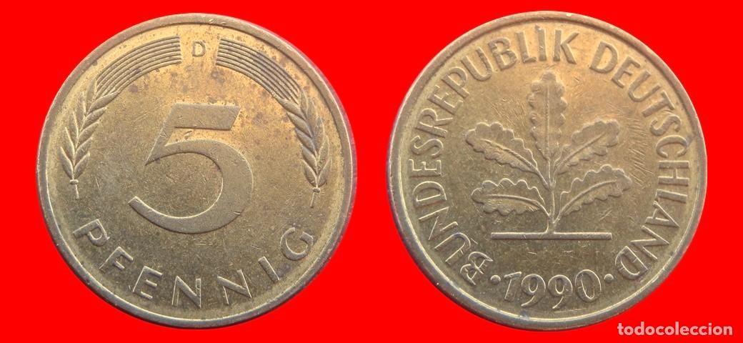 Monedas antiguas de Europa: 5 PFENNIG 1990-D BRD ALEMANIA-154565