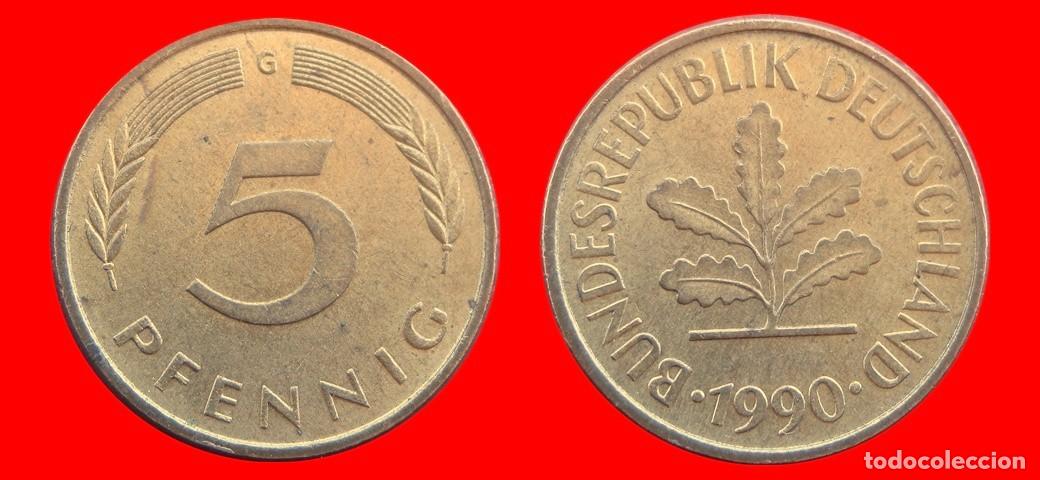 Monedas antiguas de Europa: 5 PFENNIG 1990-G BRD ALEMANIA-154567
