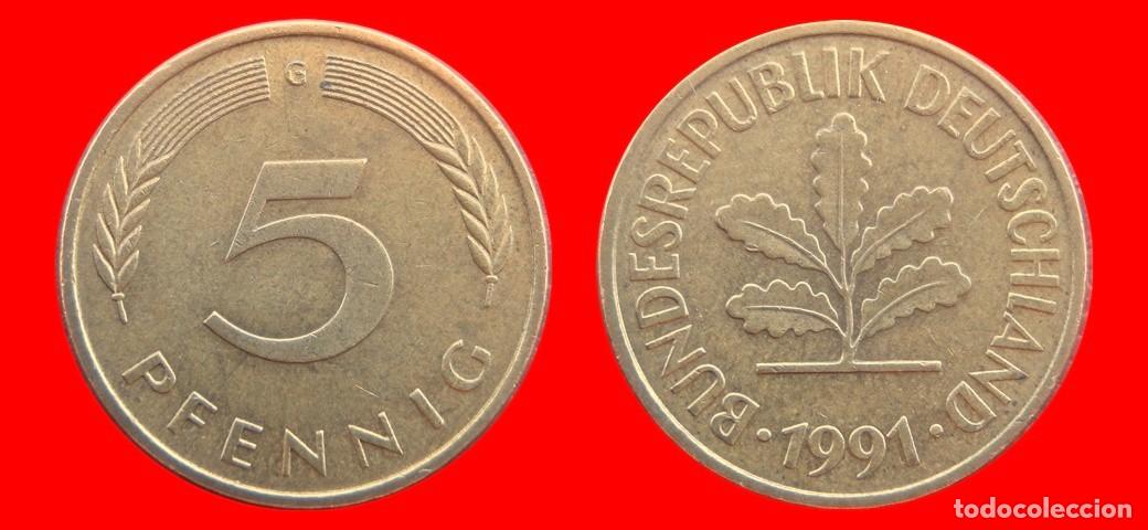 Monedas antiguas de Europa: 5 PFENNIG 1991-G BRD ALEMANIA-154572
