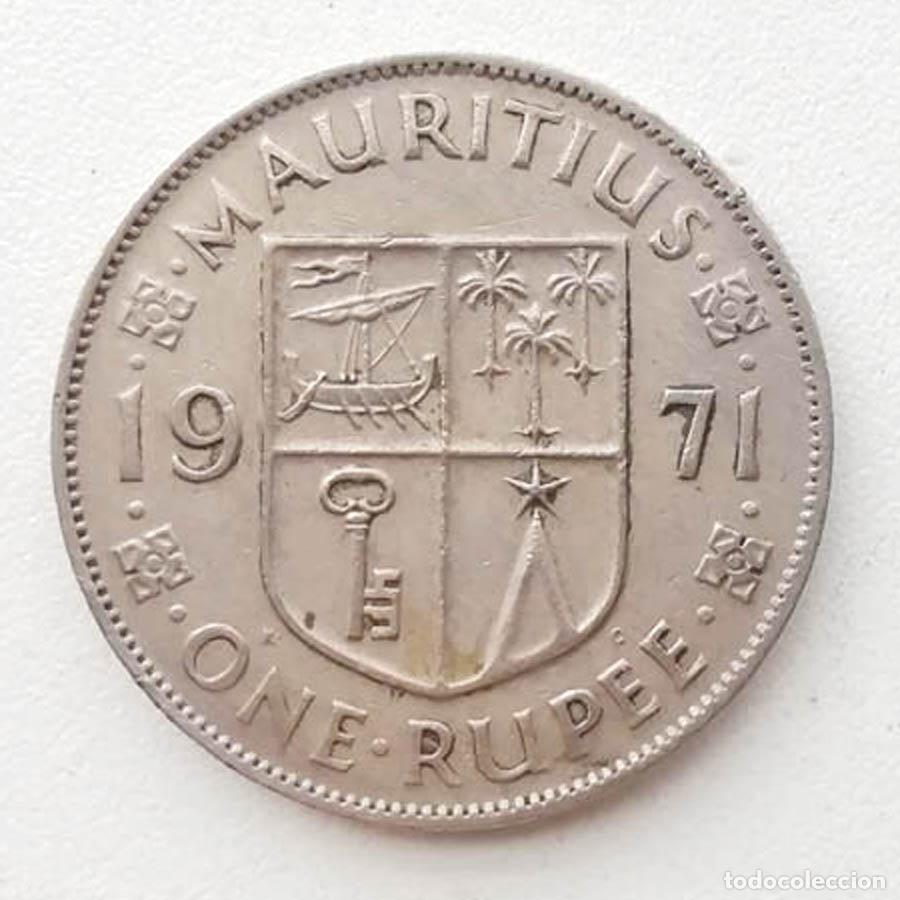 Monedas antiguas de Europa: 1 rupia de Mauricio del a&ntilde;o 1971