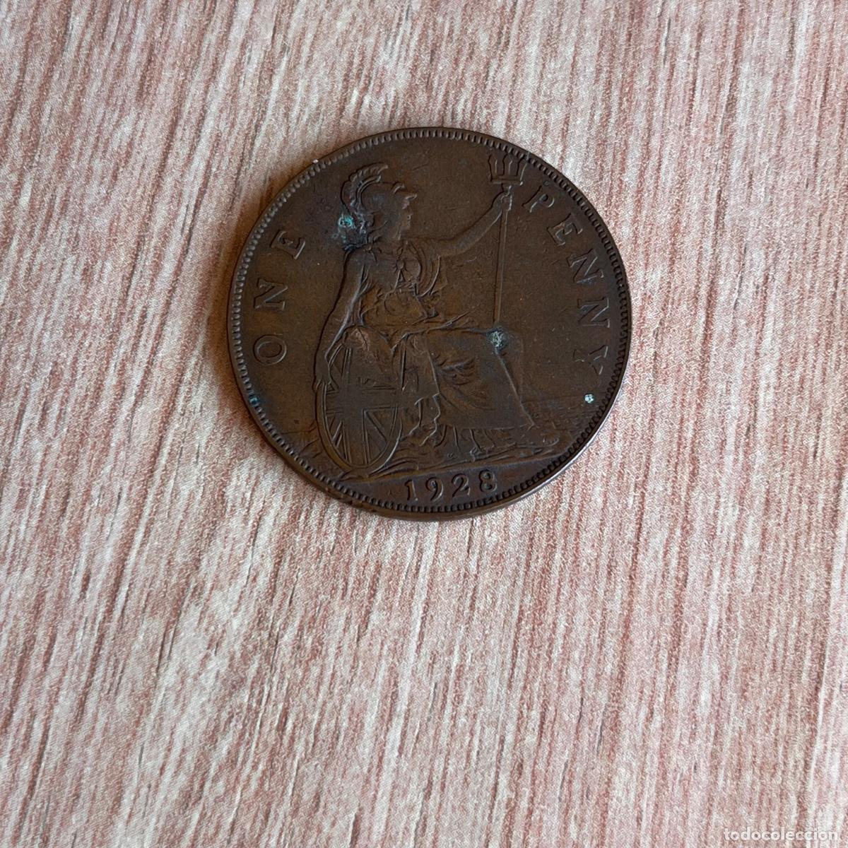Monedas antiguas de Europa: PENIQUE EN BRONCE DEL REINO UNIDO 1928