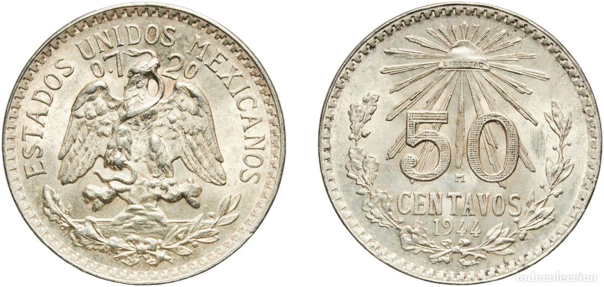 Monedas antiguas de Europa: 50 Centavos 1944 M A&ntilde;o: 1944 M Valor facial: 50 Centavos Material: Silver (.720) Ceca: Mexican Mint
