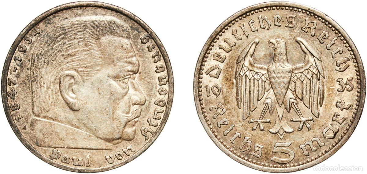 Monedas antiguas de Europa: 5 Reichsmark (Paul von Hindenburg) 1935 A