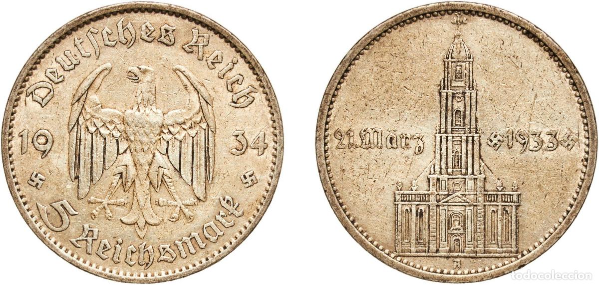 Monedas antiguas de Europa: 5 Reichsmark (Potsdam Garrison Church) 1934 A