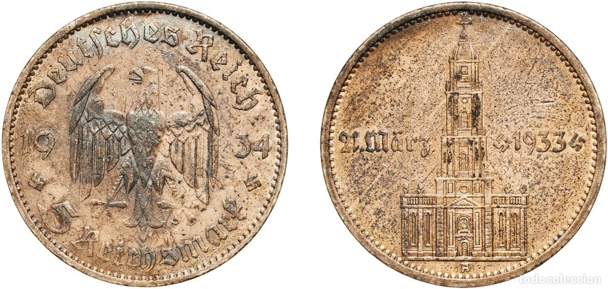 Monedas antiguas de Europa: 5 Reichsmark (Potsdam Garrison Church) 1934 A