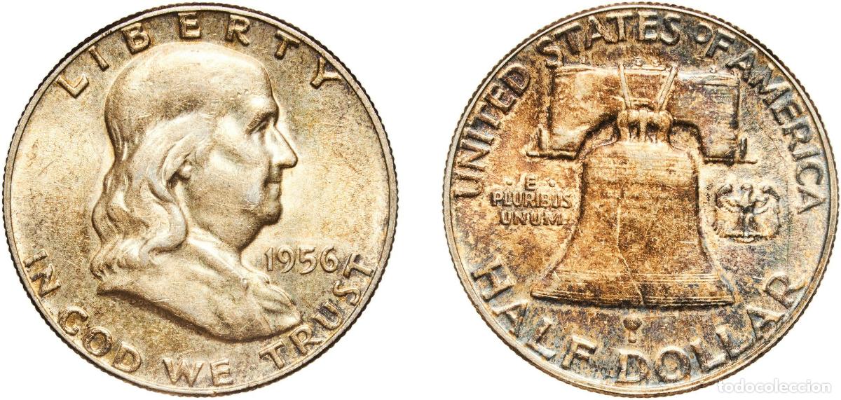Monedas antiguas de Europa: &frac12; Dollar &rdquo;Franklin Half Dollar&rdquo; 1956
