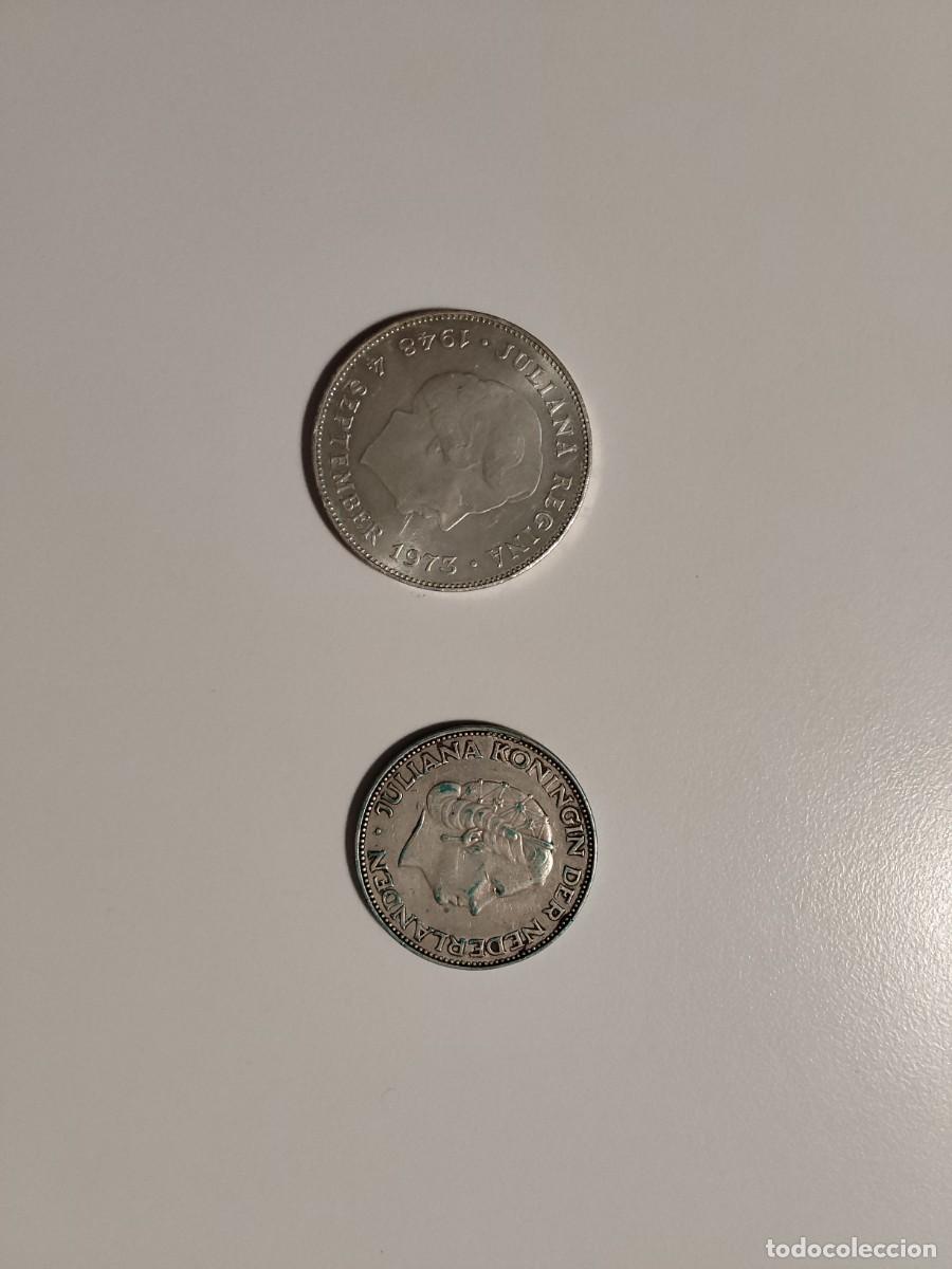 Monedas antiguas de Europa: 2 Mondeas PLATA Paises Bajos 1973 1960