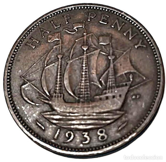 Monedas antiguas de Europa: Reino Unido, 1/2 Penique 1938 &rdquo;Jorge VI - 1936/1952&rdquo; KM#844 foto