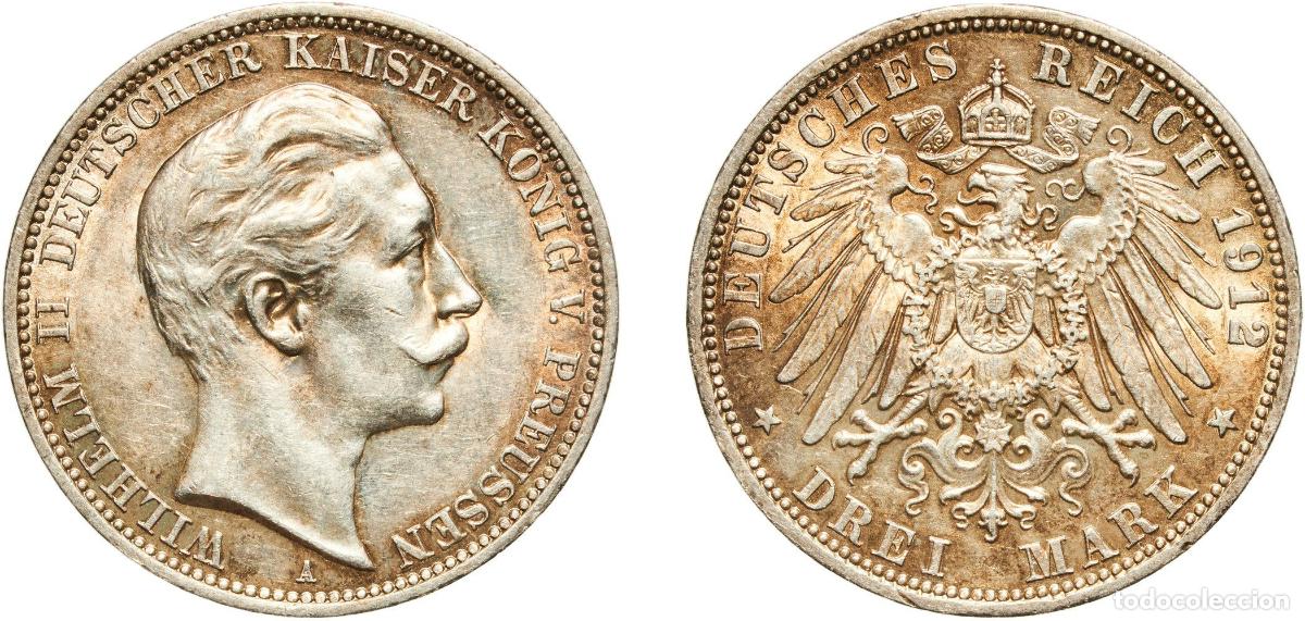 Monedas antiguas de Europa: 3 Mark - William II 1912 A