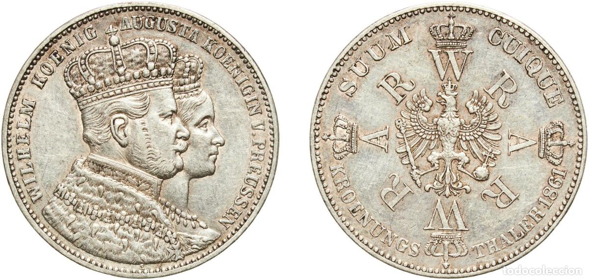 Monedas antiguas de Europa: 1 Thaler - Wilhelm I (Coronation) 1861 A
