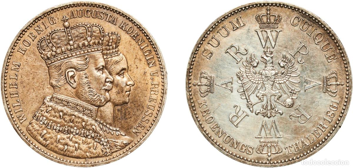 Monedas antiguas de Europa: 1 Thaler - Wilhelm I (Coronation) 1861 A