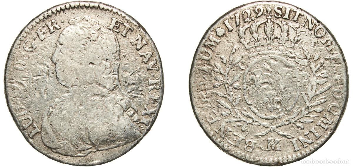 Monedas antiguas de Europa: &frac12; &Eacute;cu - Louis XV 1729 M