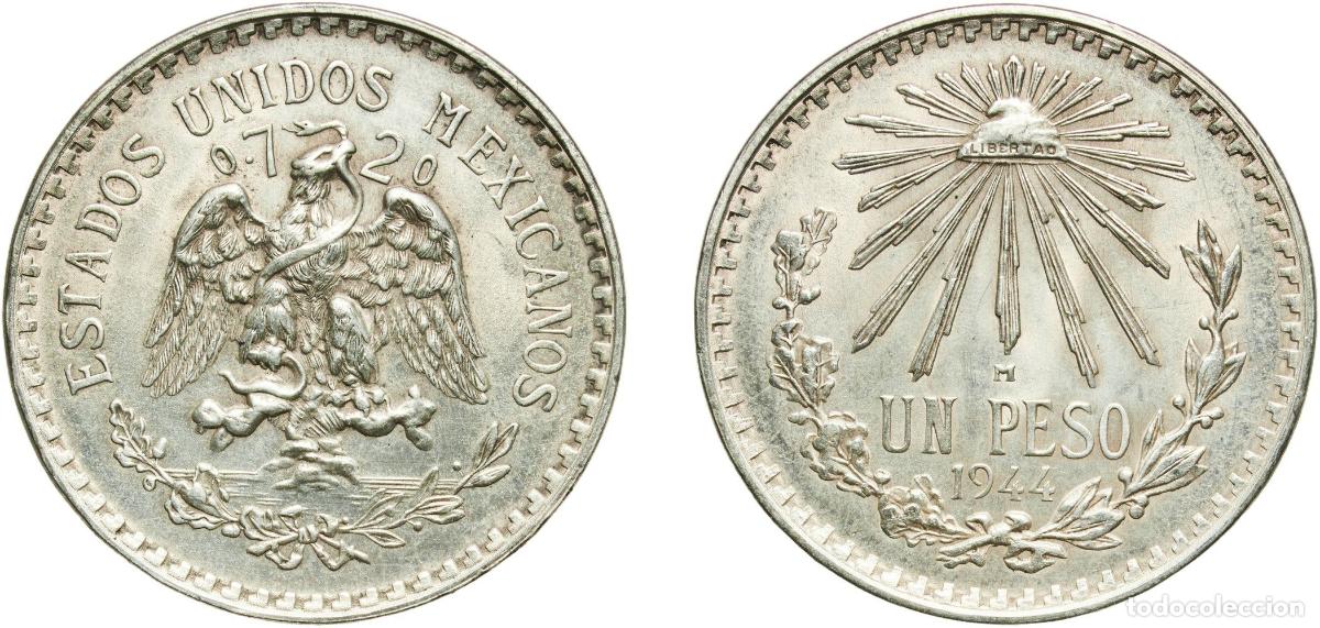 Monedas antiguas de Europa: 1 Peso 1944 M A&ntilde;o: 1944 M Valor facial: 1 Peso Material: Silver (.720) Tirada: 39,522,000 Peso: 16.