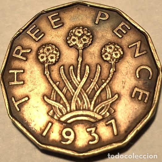 Monedas antiguas de Europa: Reino Unido, 3 Peniques 1937 &rdquo;Jorge VI - 1936/1952&rdquo; KM#848 foto