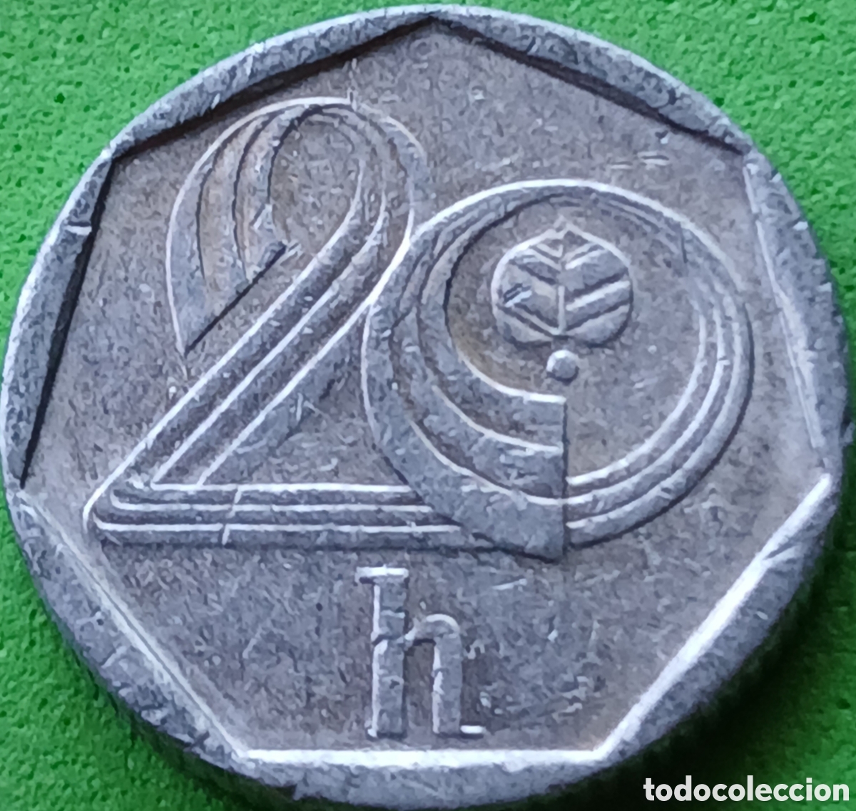 Monedas antiguas de Europa: Rep&uacute;blica Checa 20 hellers 1994 km#2.1 ceca &rdquo;b&rdquo; ( b coronada) - Jablonec nad Nisou, Rep&uacute;blica Checa