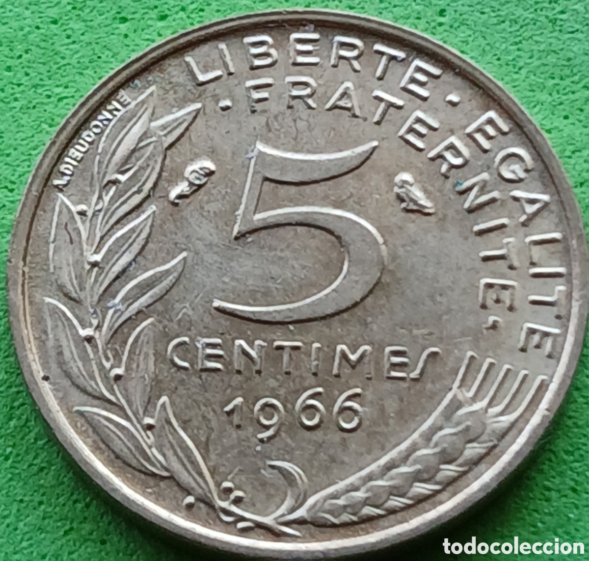 Monedas antiguas de Europa: Francia 5 c&eacute;ntimos 1966 km#933
