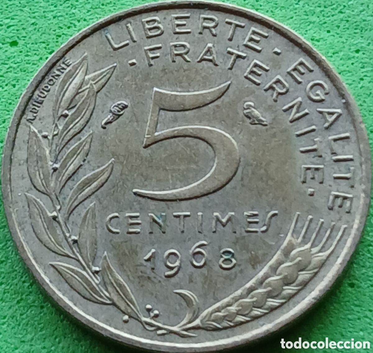 Monedas antiguas de Europa: Francia 5 c&eacute;ntimos 1968 km#933