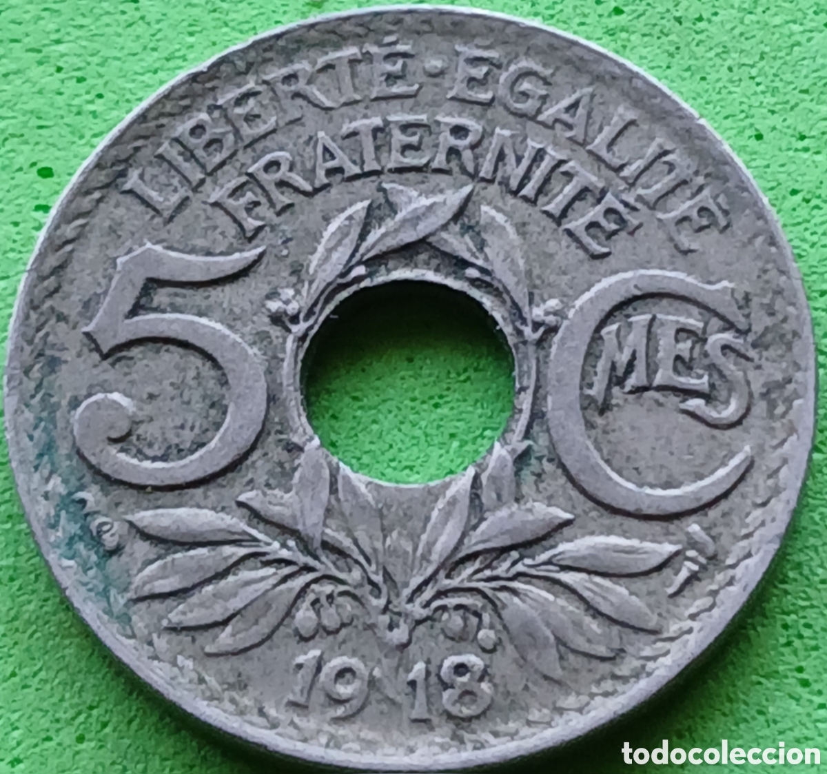 Monedas antiguas de Europa: Francia 5 c&eacute;ntimos 1918 km#865