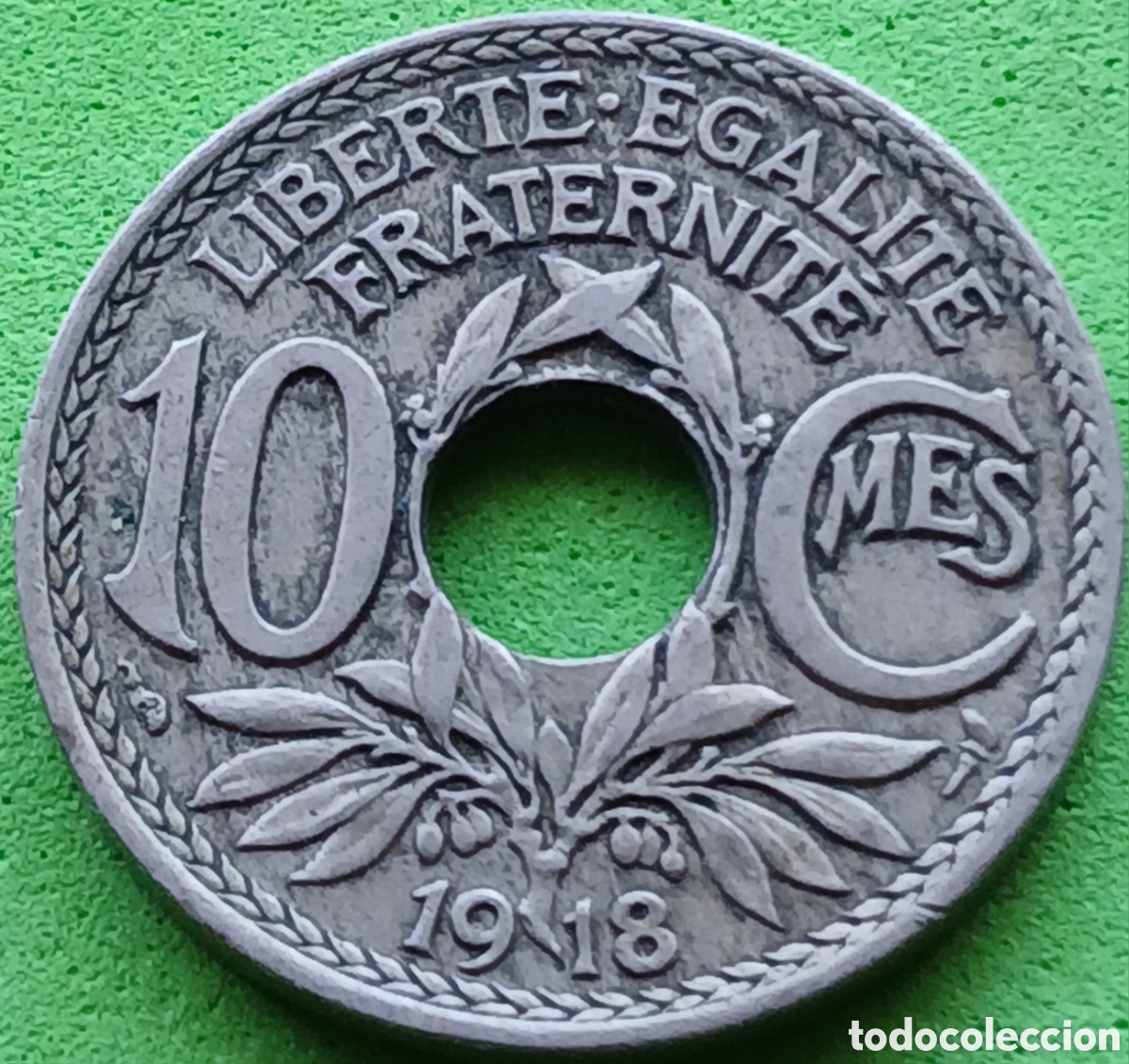 Monedas antiguas de Europa: Francia 10 c&eacute;ntimos 1918 km#866a