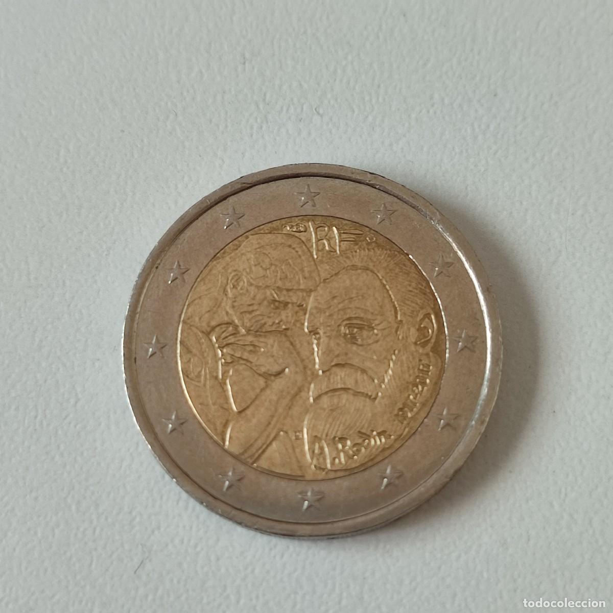 Monedas antiguas de Europa: Moneda Francia 2 euros, 2017 100 aniversario - Muerte de Auguste Rodin