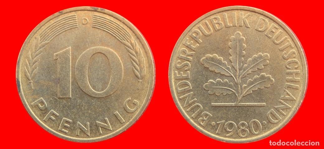 Monedas antiguas de Europa: 10 PFENNIG 1980-D BRD ALEMANIA-154624