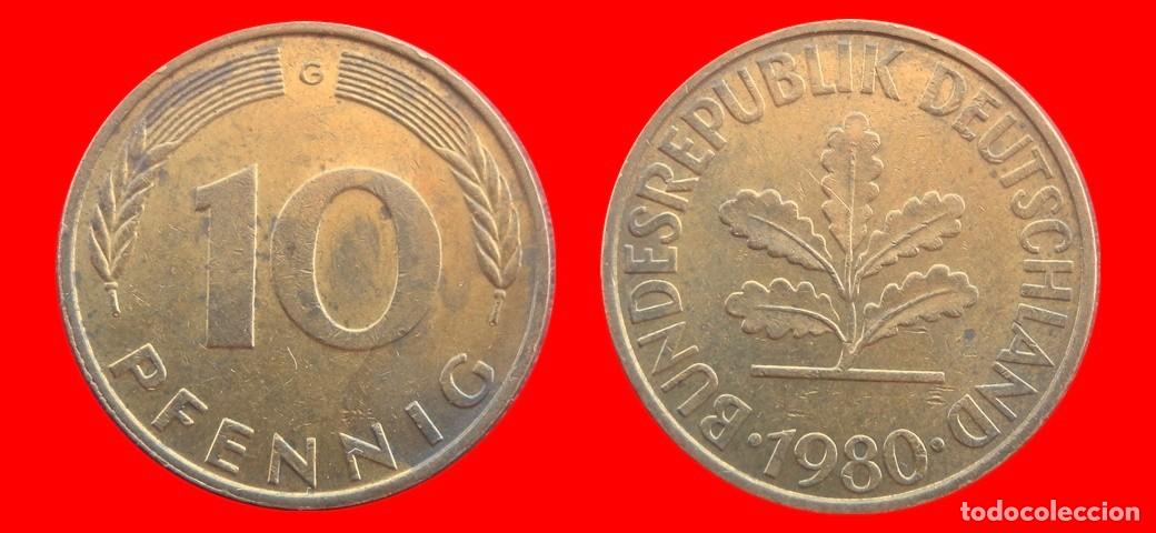 Monedas antiguas de Europa: 10 PFENNIG 1980-G BRD ALEMANIA-154626
